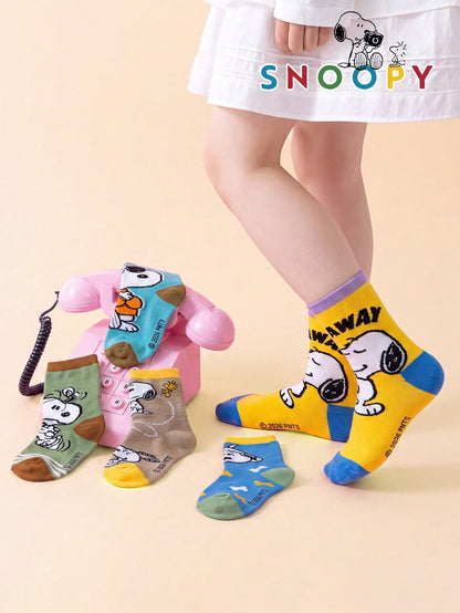 10/5/1 Pair Snoopy Socks Kids Socks Snoopy Puppy Socks Autumn/Winter Thickened Children Mid-Calf Socks Christmas Gift