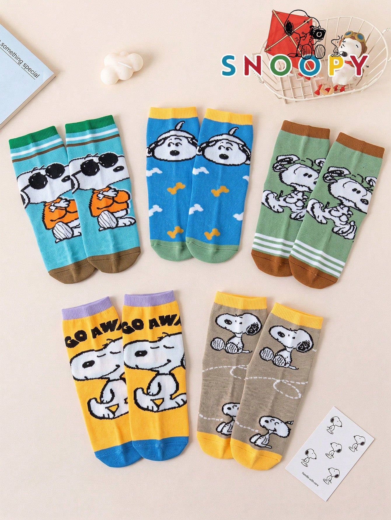 10/5/1 Pair Snoopy Socks Kids Socks Snoopy Puppy Socks Autumn/Winter Thickened Children Mid-Calf Socks Christmas Gift