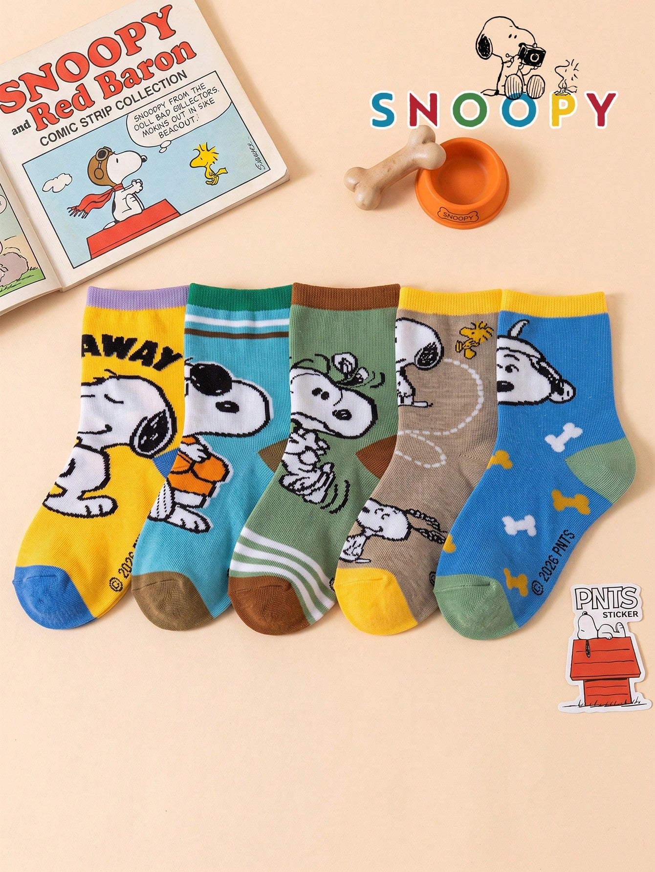 10/5/1 Pair Snoopy Socks Kids Socks Snoopy Puppy Socks Autumn/Winter Thickened Children Mid-Calf Socks Christmas Gift