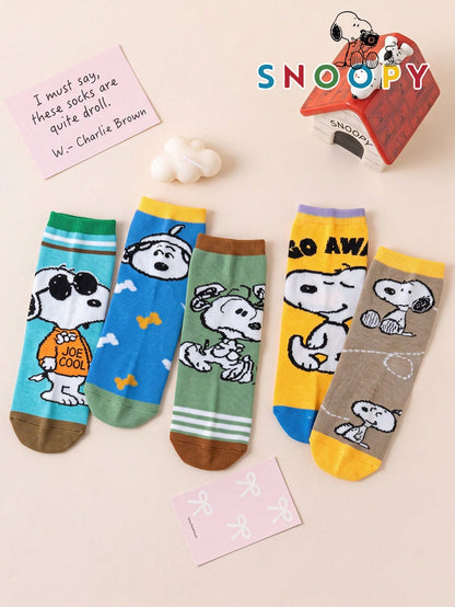 10/5/1 Pair Snoopy Socks Kids Socks Snoopy Puppy Socks Autumn/Winter Thickened Children Mid-Calf Socks Christmas Gift