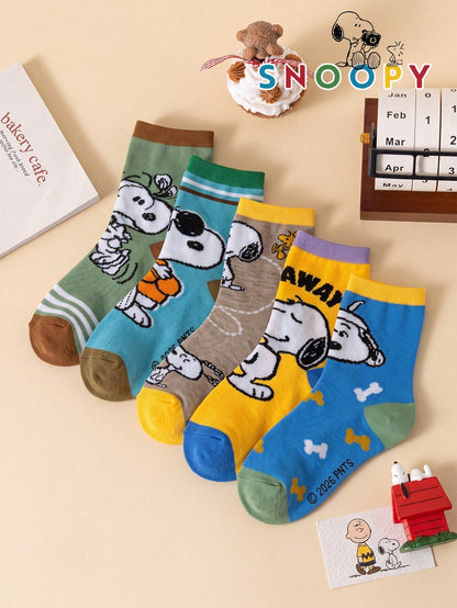 10/5/1 Pair Snoopy Socks Kids Socks Snoopy Puppy Socks Autumn/Winter Thickened Children Mid-Calf Socks Christmas Gift