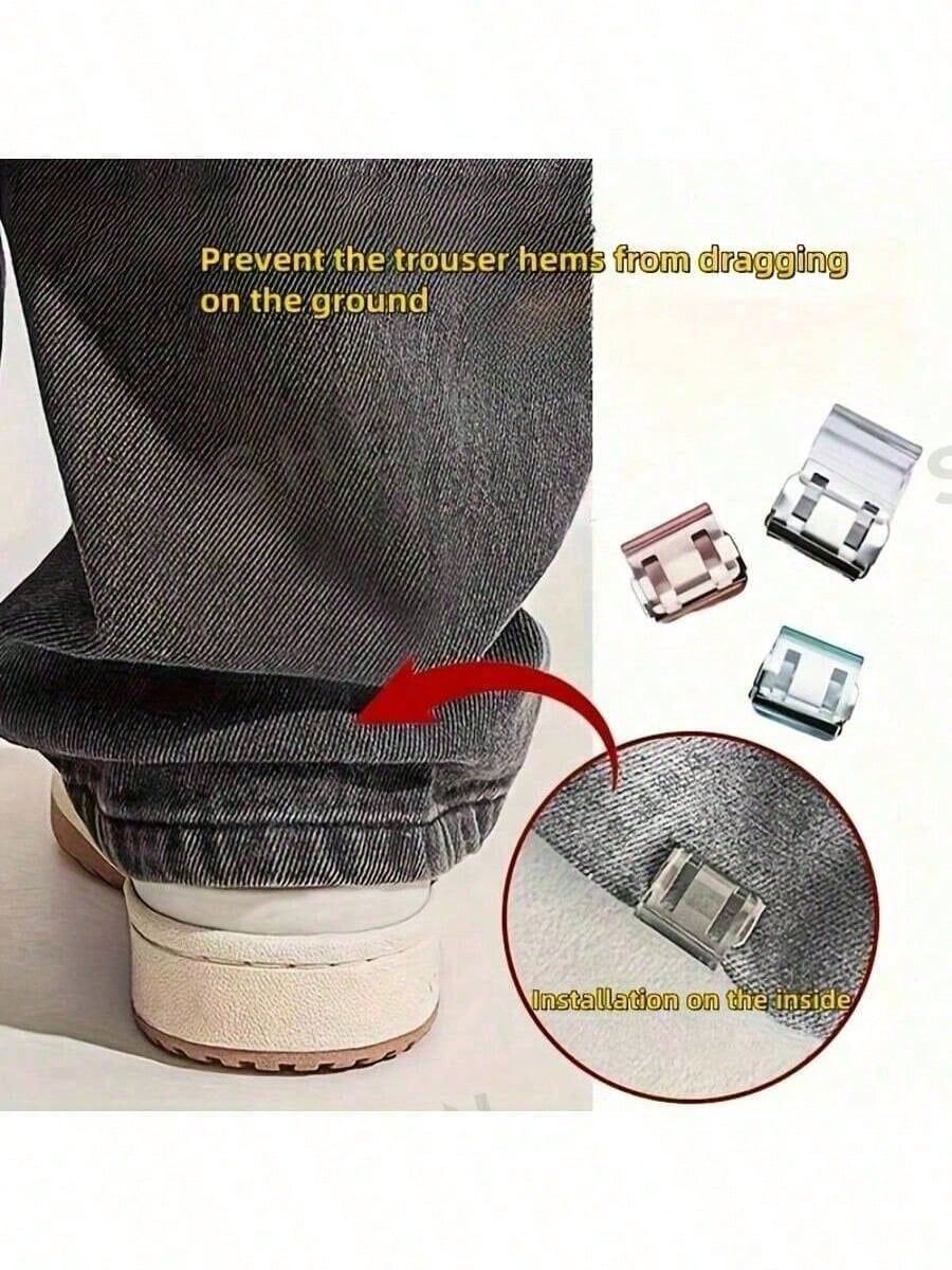10/6/3/1pc Invisible Pant Leg Buckle Shorten Pant Legs, Prevent Pant Legs From Dragging On The Ground. No Sewing Required To Hide The Pant Leg Buckle Mechanism, Use Hem Clips To Prevent Pant Legs From