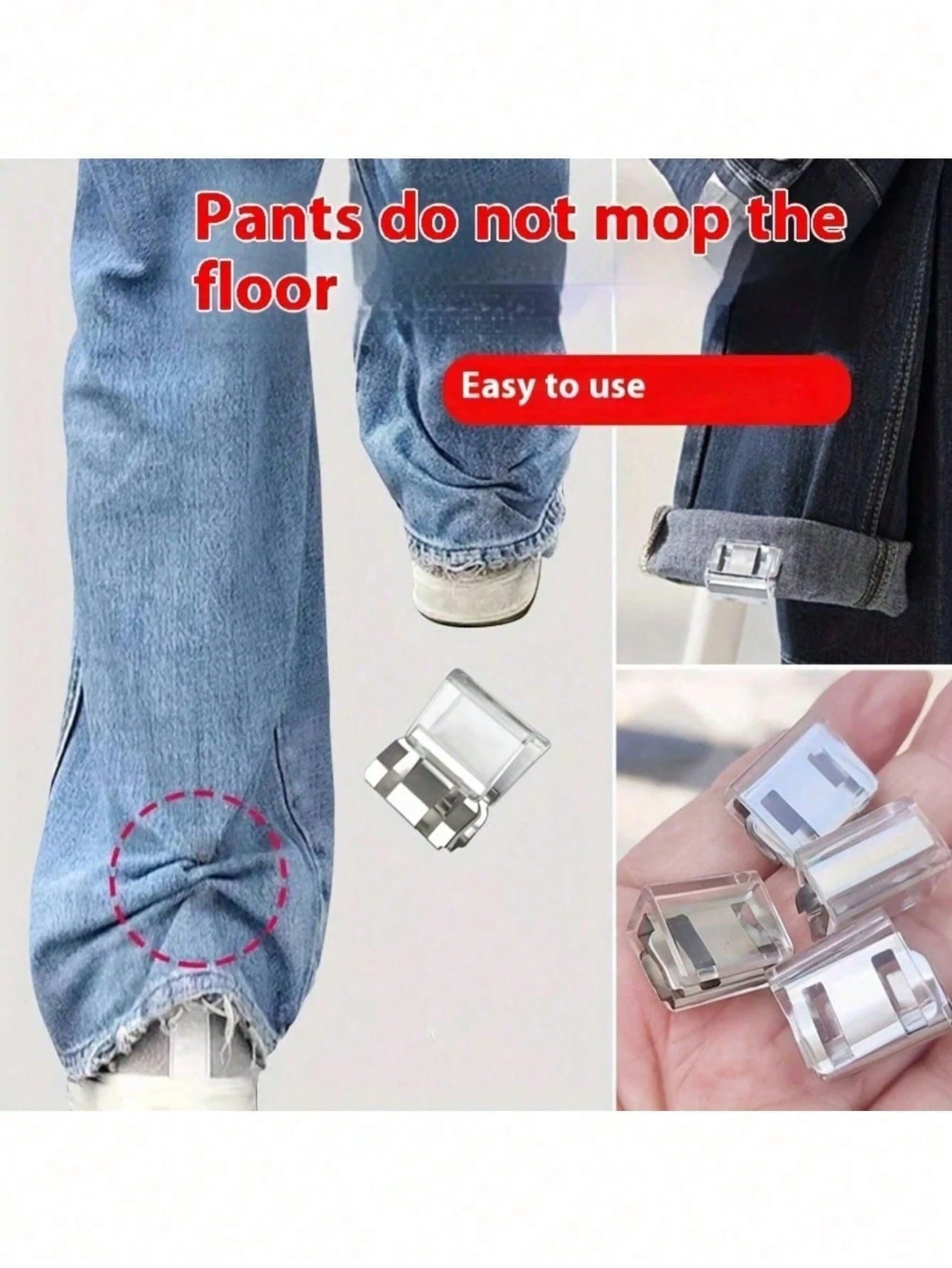 10/6/3/1pc Invisible Pant Leg Buckle Shorten Pant Legs, Prevent Pant Legs From Dragging On The Ground. No Sewing Required To Hide The Pant Leg Buckle Mechanism, Use Hem Clips To Prevent Pant Legs From