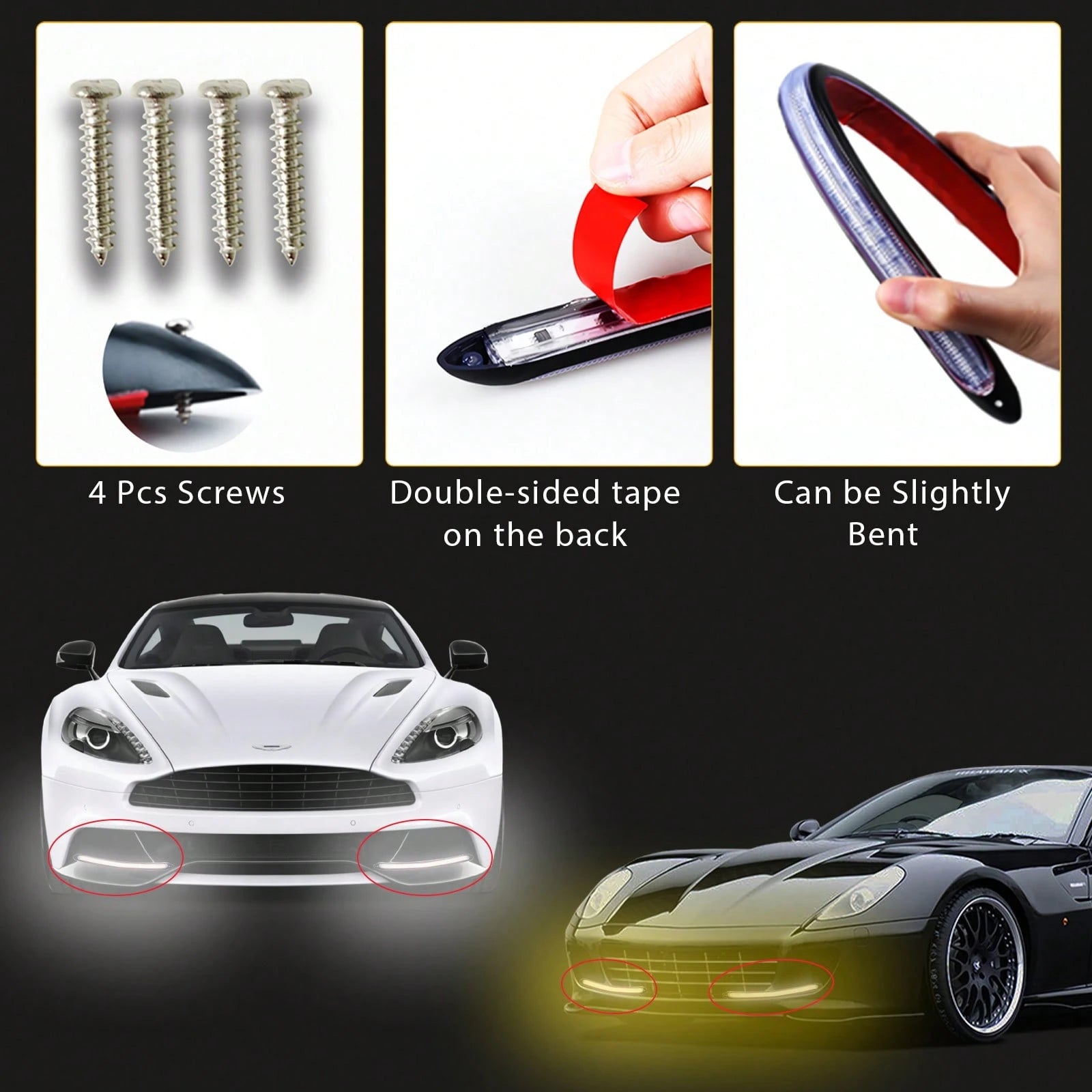 10.83 Inch/27.5cm Daytime Running Car Turn Signal Light Bar, 12V Daytime Running White Light Turn Yellow Light Sequential Mode, Flexible, LED Strip Flashing Signal Light DRL Daytime Running Light, Uni
