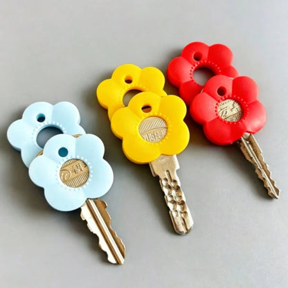 10/8pcs Random Color Multicolor Flower Key Covers Set With Labeled Keycaps- Durable Fits Most Keys, Soft Touch Key Cover With Identification Label Color-Coded Key Protectors For Home/Office Keys, Eas