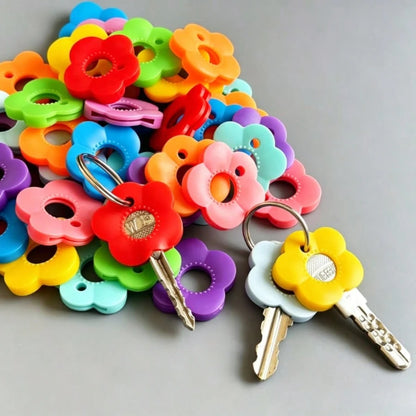 10/8pcs Random Color Multicolor Flower Key Covers Set With Labeled Keycaps- Durable Fits Most Keys, Soft Touch Key Cover With Identification Label Color-Coded Key Protectors For Home/Office Keys, Eas
