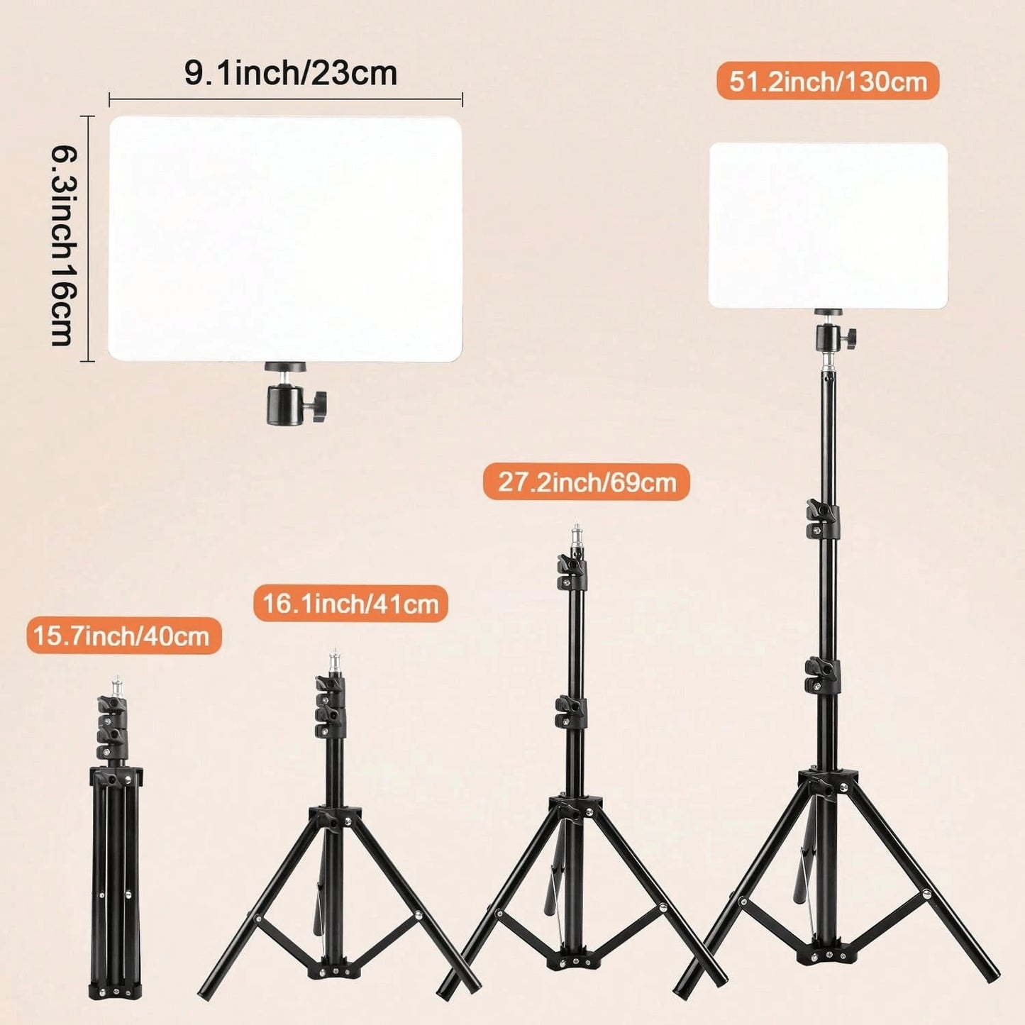 10 Inch LED Square Light, 130cm Adjustable Tripod, Anti Slip Rubber Feet, Stable Tripod, USB Power Supply, 3 Adjustable Colors, Adjustable Brightness, Full Coverage Compatible With Multiple Models Of