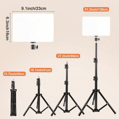 10 Inch LED Square Light, 130cm Adjustable Tripod, Anti Slip Rubber Feet, Stable Tripod, USB Power Supply, 3 Adjustable Colors, Adjustable Brightness, Full Coverage Compatible With Multiple Models Of
