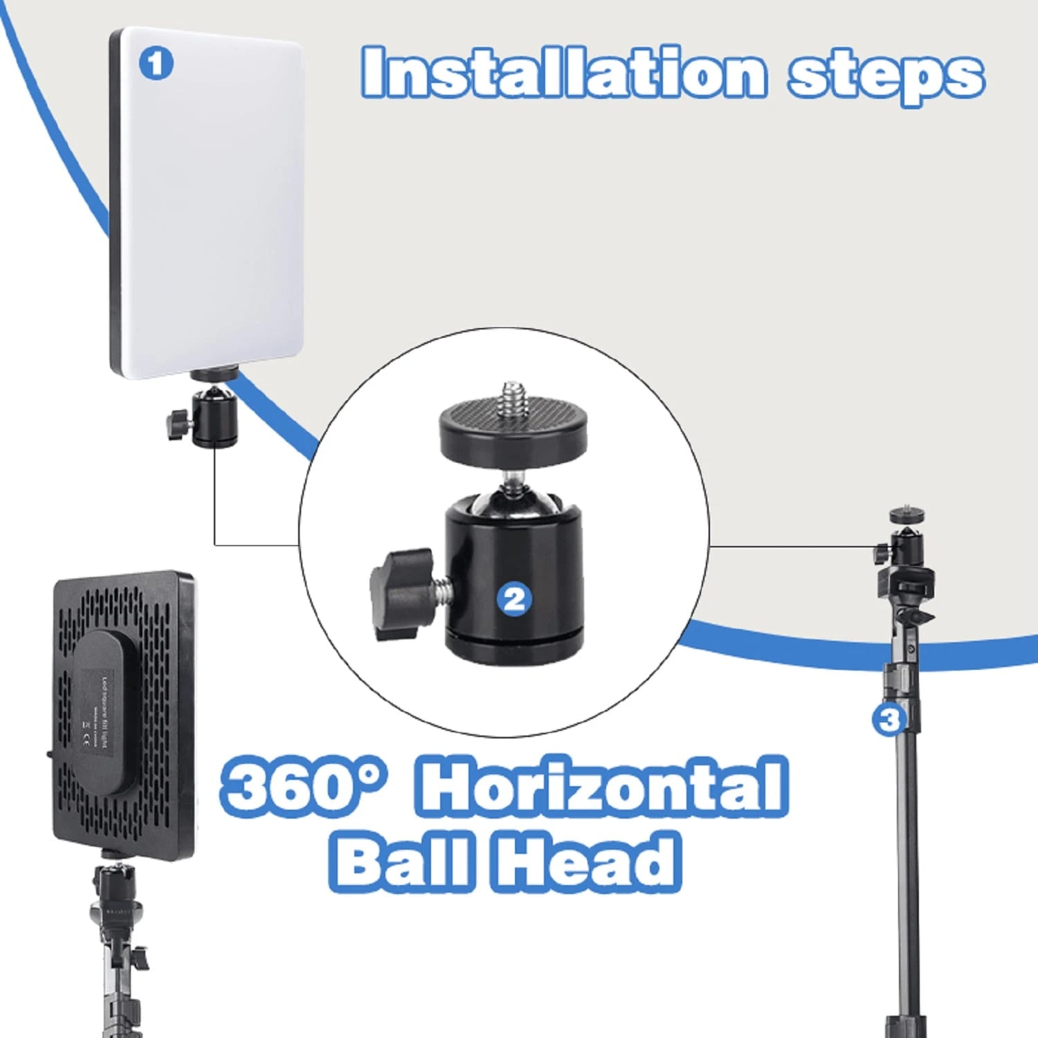 10 Inch LED Square Light, 130cm Adjustable Tripod, Anti Slip Rubber Feet, Stable Tripod, USB Power Supply, 3 Adjustable Colors, Adjustable Brightness, Full Coverage Compatible With Multiple Models Of