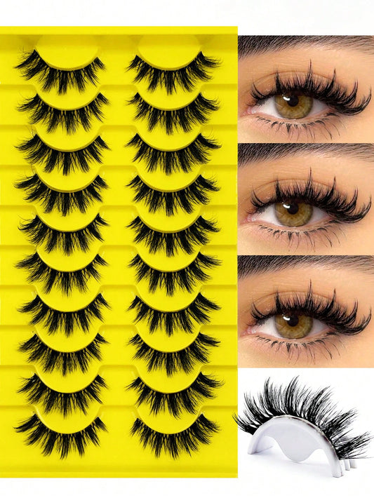 10 Pairs Cartoon Style False Eyelashes, Natural Soft Transparent Band, Anime Style, Lightweight And Flowy, Suitable For Daily Wear, Reusable.