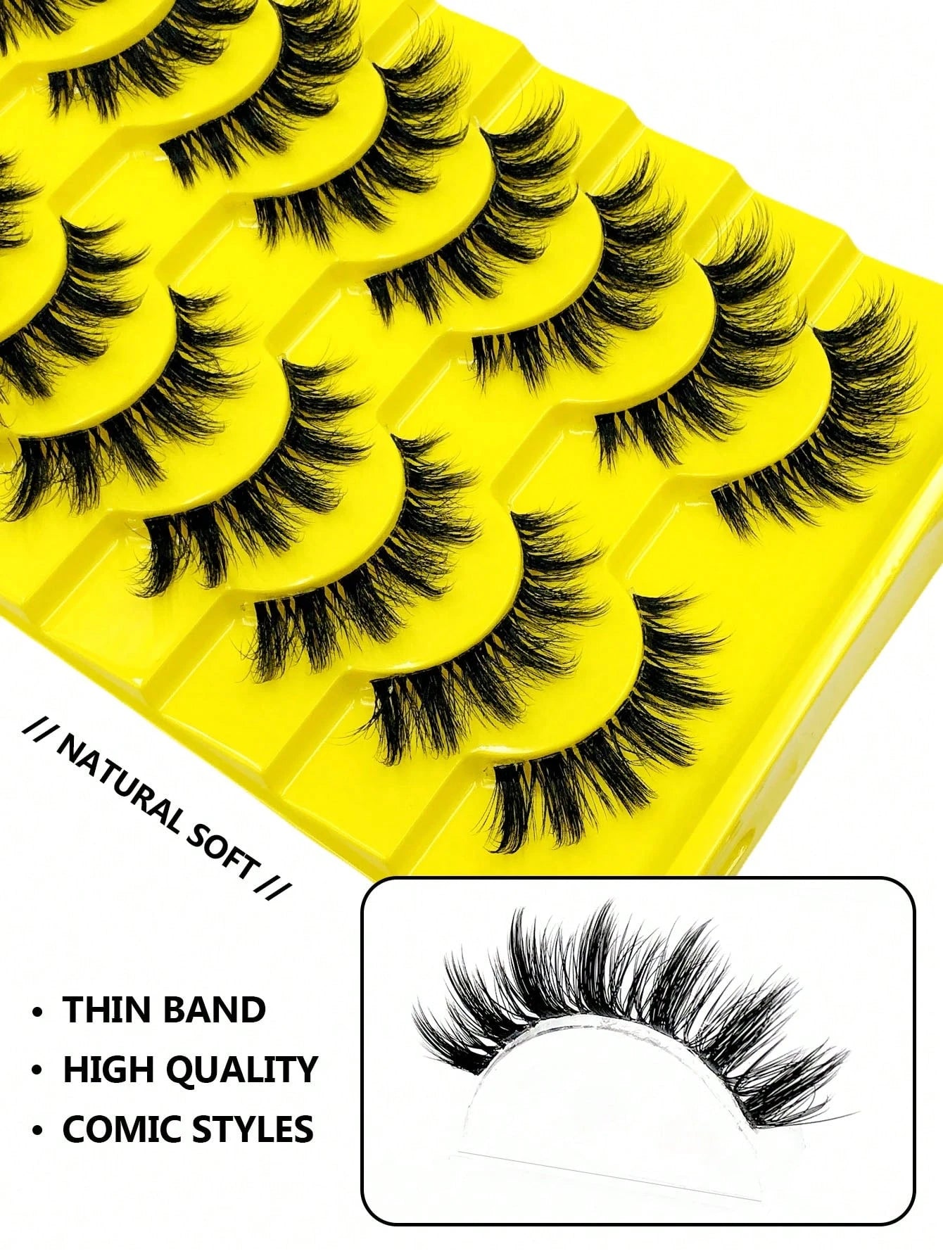 10 Pairs Cartoon Style False Eyelashes, Natural Soft Transparent Band, Anime Style, Lightweight And Flowy, Suitable For Daily Wear, Reusable.