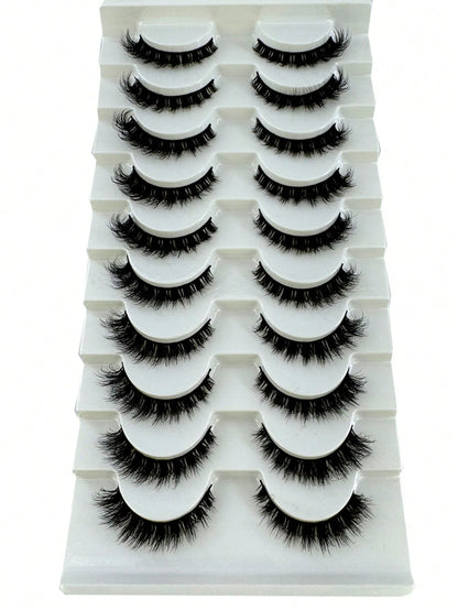 10 Pairs Cat Eye False Eyelashes/3D Mink Lashes Natural Look False Eyelashes Classic Russian Thick Eyelashes Extension Soft Strip Fake Eyelashes Set, Eyelashes, False Eyelashes