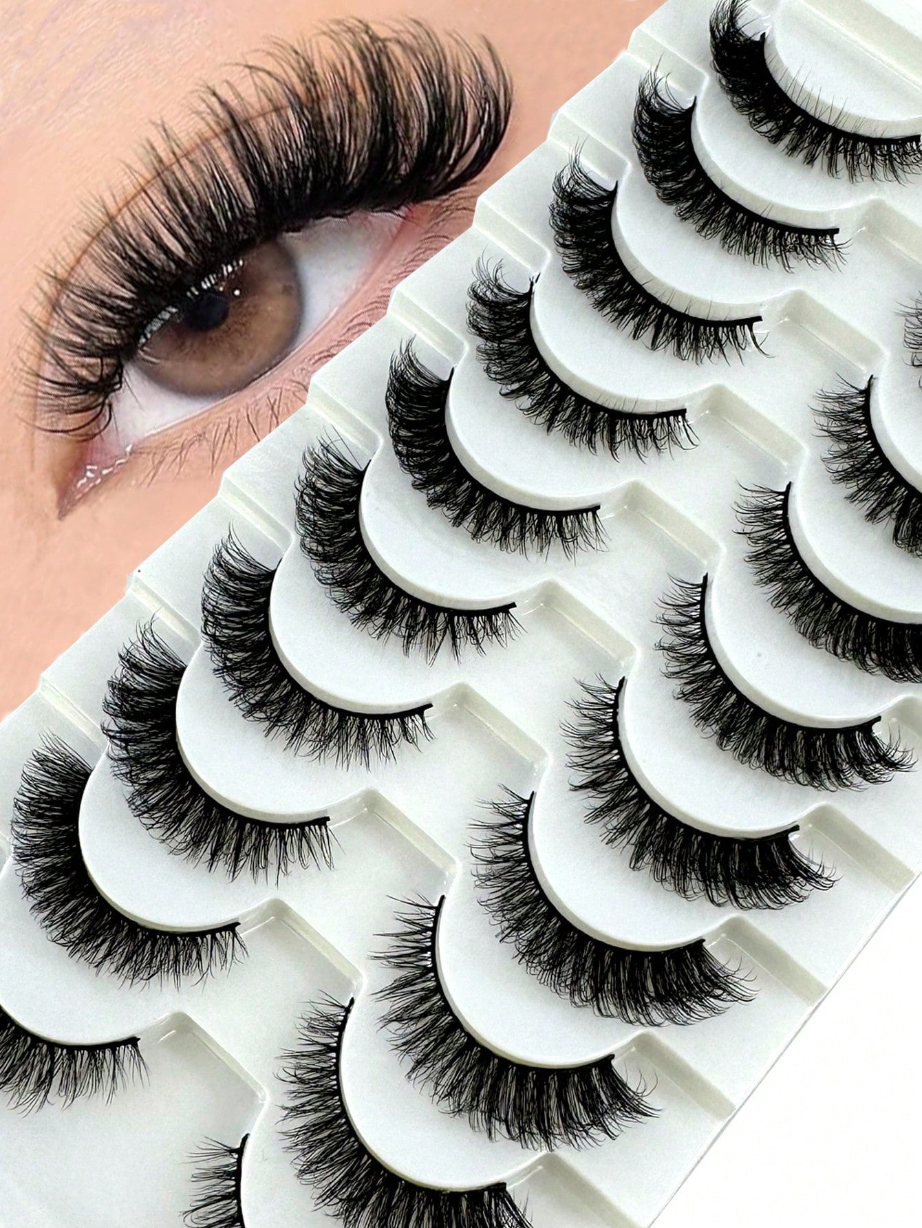 10 Pairs Cat Eye False Eyelashes/3D Mink Lashes Natural Look False Eyelashes Classic Russian Thick Eyelashes Extension Soft Strip Fake Eyelashes Set, Eyelashes, False Eyelashes
