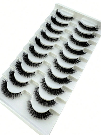 10 Pairs Cat Eye False Eyelashes/3D Mink Lashes Natural Look False Eyelashes Classic Russian Thick Eyelashes Extension Soft Strip Fake Eyelashes Set, Eyelashes, False Eyelashes