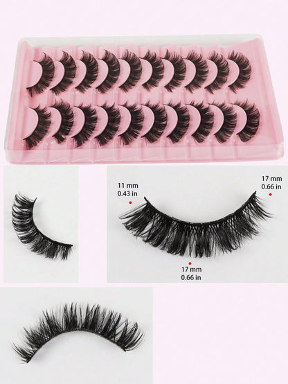 10 Pairs Russian Strip Lashes Fluffy Mink Lashes 3D False Eyelashes Russian Volume Eyelashes Fake Eyelashes Dramatic Messy Mink Lashes Wispy Long Foxy Eye Lifting Look Eyelash Extension Kit Full Eyela