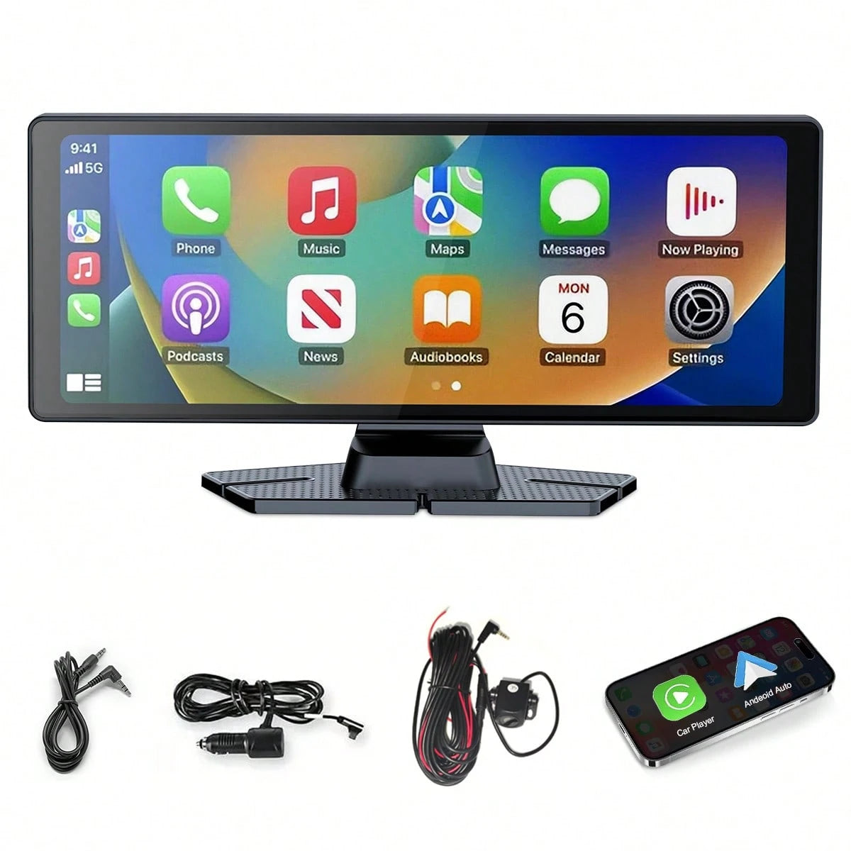 10'' Wireless Apple Carplay & Android Auto Screen| HD Touchscreen With 1080P Backup Camera| Voice Control, GPS Navigation, Plug & Play Installation| Car Stereo, Mirror Link, Music Play