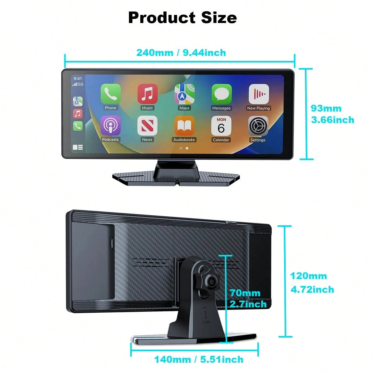 10'' Wireless Apple Carplay & Android Auto Screen| HD Touchscreen With 1080P Backup Camera| Voice Control, GPS Navigation, Plug & Play Installation| Car Stereo, Mirror Link, Music Play