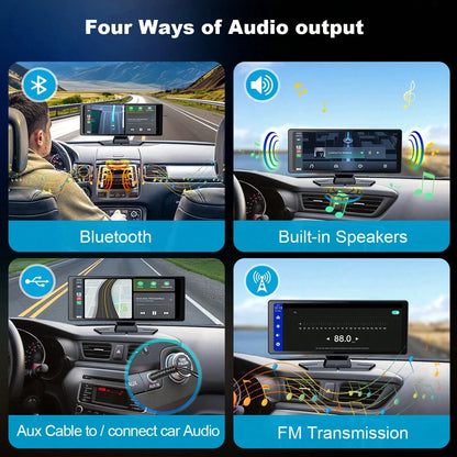 10'' Wireless Apple Carplay & Android Auto Screen| HD Touchscreen With 1080P Backup Camera| Voice Control, GPS Navigation, Plug & Play Installation| Car Stereo, Mirror Link, Music Play