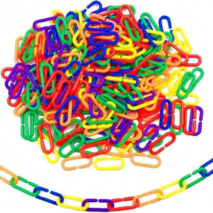 100/200pcs C-Shaped Plastic Clip Rings- Counting & Connecting Activity Set, Sensory Toys, Develop Fine Motor, Color Recognition & Sorting Skills, Christmas Gift (Random Color), Building Blocks, Fine