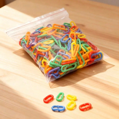 100/200pcs C-Shaped Plastic Clip Rings- Counting & Connecting Activity Set, Sensory Toys, Develop Fine Motor, Color Recognition & Sorting Skills, Christmas Gift (Random Color), Building Blocks, Fine