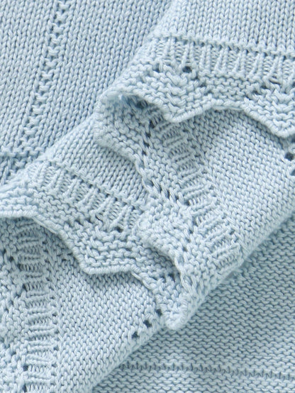 100% Cotton Baby Blanket, All Season Knitted Infant Stroller Blanket, Heart Hollow-Out Children Throw Blanket, Newborn Gift
