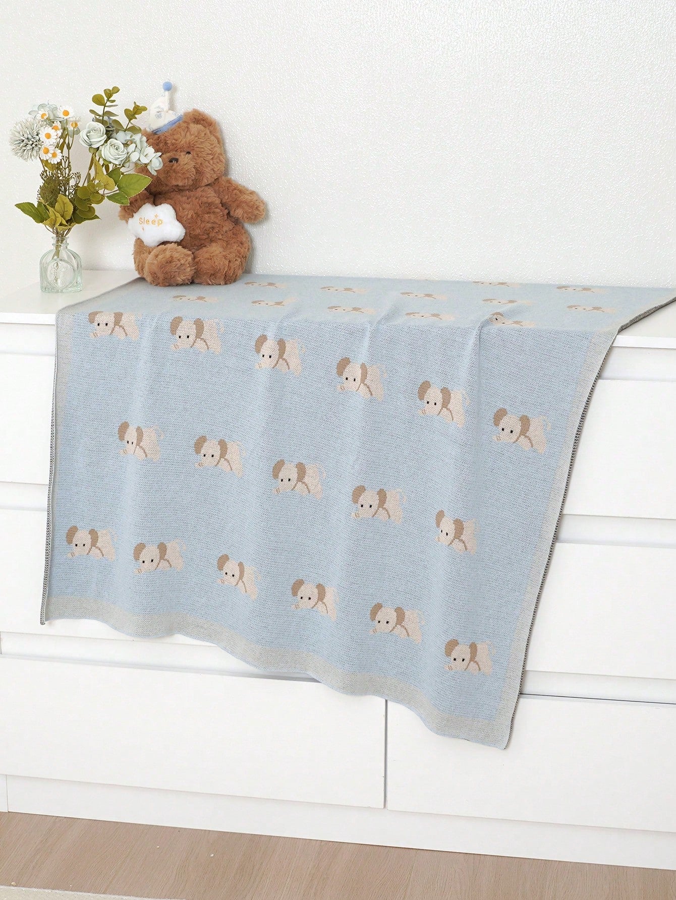 100% Cotton Baby Blanket, Elephant Knitted All-Season Baby Stroller Blanket, Newborn Crib Quilt, Baby Air Conditioning Quilt, Infant Supplies