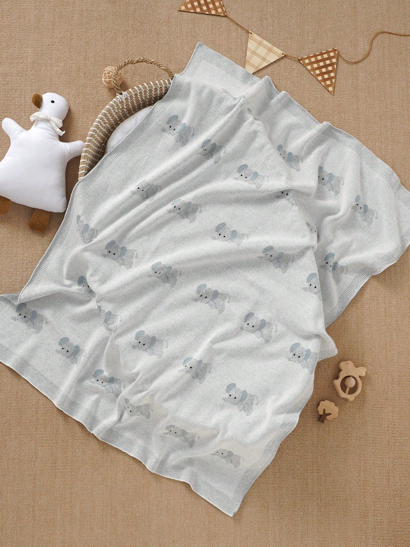 100% Cotton Baby Blanket, Elephant Knitted All-Season Baby Stroller Blanket, Newborn Crib Quilt, Baby Air Conditioning Quilt, Infant Supplies