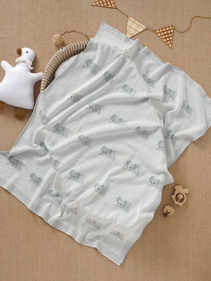 100% Cotton Baby Blanket, Elephant Knitted All-Season Baby Stroller Blanket, Newborn Crib Quilt, Baby Air Conditioning Quilt, Infant Supplies