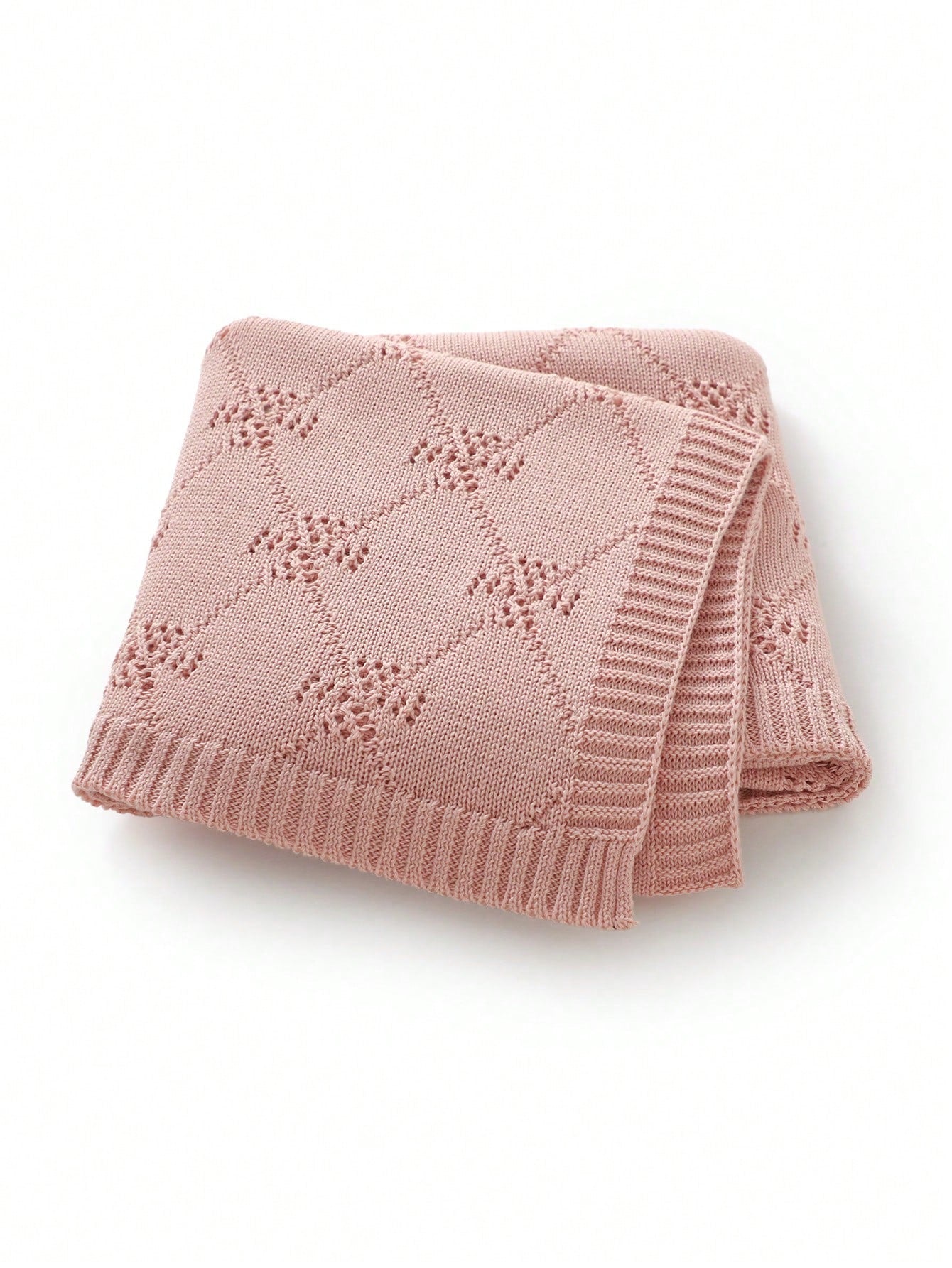 100% Cotton Baby Blanket, Seasonal Diamond Hollow Knitted Baby Swaddle Blanket, Newborn Stroller Blanket, Baby Quilt, Children's Air Conditioning Quilt, Newborn Supplies