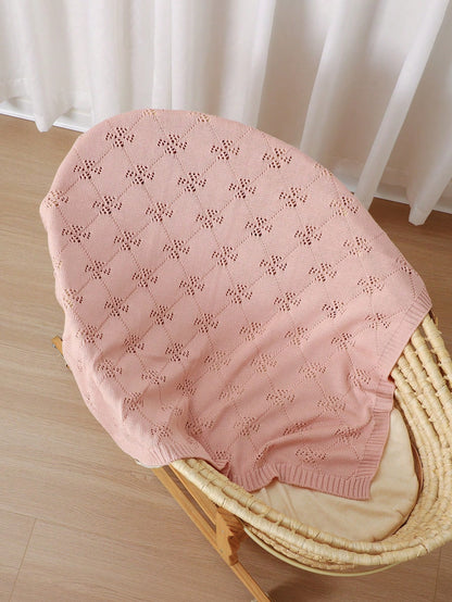 100% Cotton Baby Blanket, Seasonal Diamond Hollow Knitted Baby Swaddle Blanket, Newborn Stroller Blanket, Baby Quilt, Children's Air Conditioning Quilt, Newborn Supplies