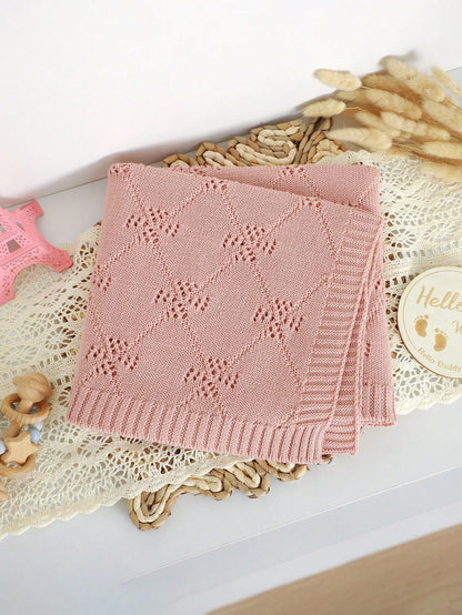 100% Cotton Baby Blanket, Seasonal Diamond Hollow Knitted Baby Swaddle Blanket, Newborn Stroller Blanket, Baby Quilt, Children's Air Conditioning Quilt, Newborn Supplies
