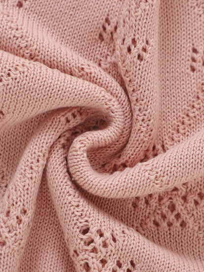 100% Cotton Baby Blanket, Seasonal Diamond Hollow Knitted Baby Swaddle Blanket, Newborn Stroller Blanket, Baby Quilt, Children's Air Conditioning Quilt, Newborn Supplies
