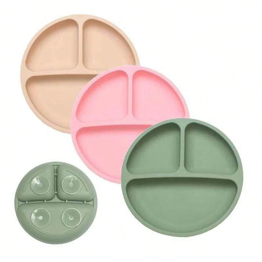 100% Silicone Baby Plate, Anti-Slip Divided Suction Plate, Microwave & Dishwasher, Weaning Supplies