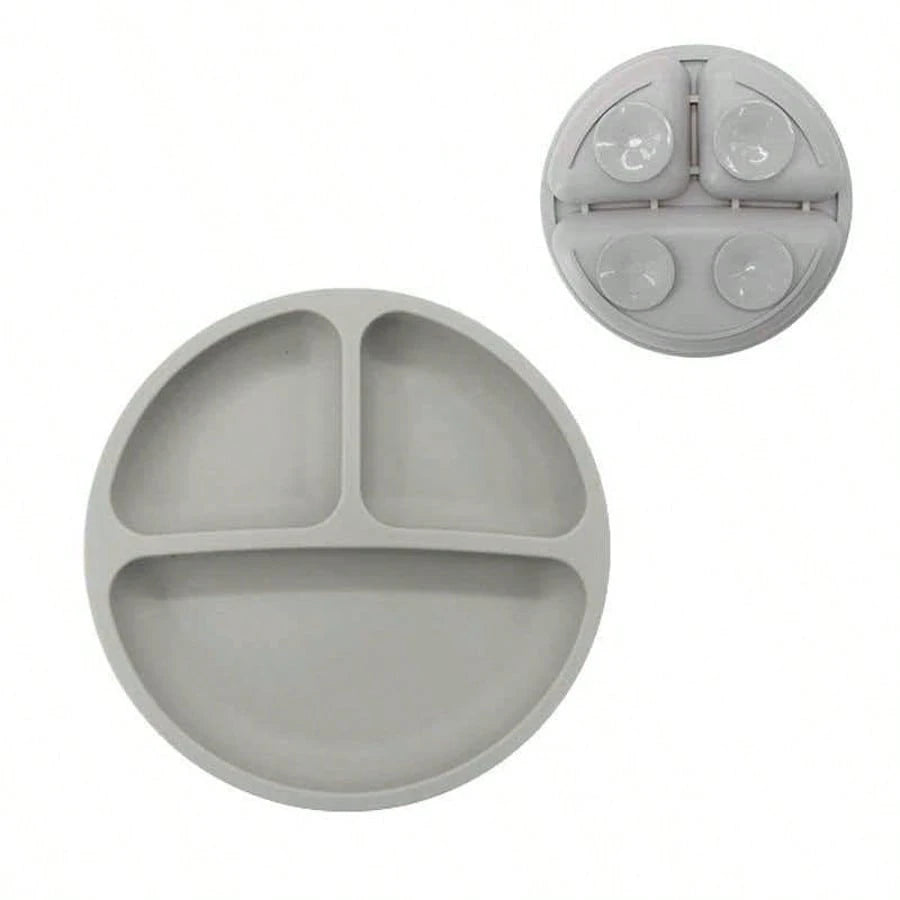 100% Silicone Baby Plate, Anti-Slip Divided Suction Plate, Microwave & Dishwasher, Weaning Supplies