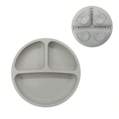 100% Silicone Baby Plate, Anti-Slip Divided Suction Plate, Microwave & Dishwasher, Weaning Supplies