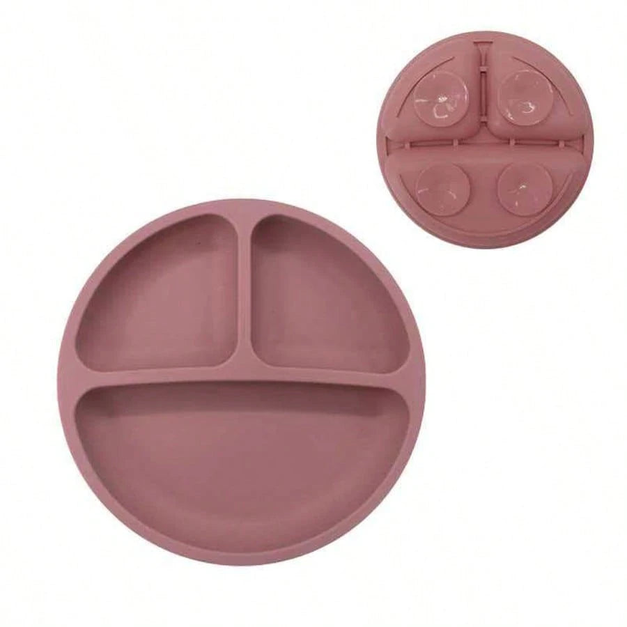 100% Silicone Baby Plate, Anti-Slip Divided Suction Plate, Microwave & Dishwasher, Weaning Supplies