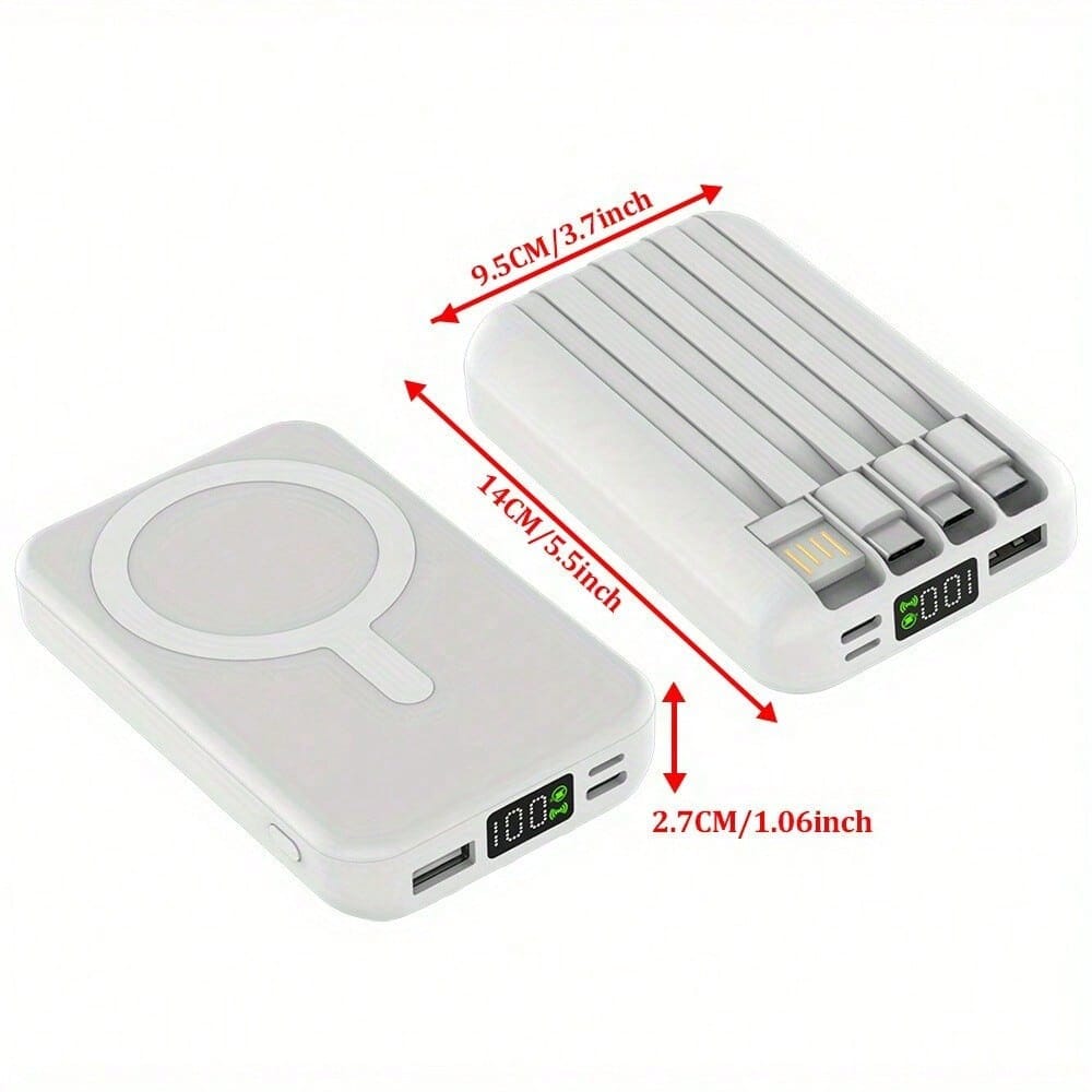 10000mAh Magnetic Portable Charger With USB C Cable 20W PD Fast Charging, Slim & Lightweight Wireless Power Bank Compatible With Iphone 16/15/14/13/12 SeriesoutdoorPower Display