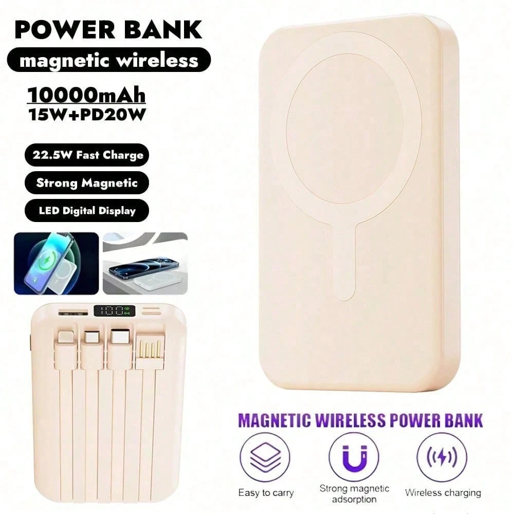 10000mAh Magnetic Portable Charger With USB C Cable 20W PD Fast Charging, Slim & Lightweight Wireless Power Bank Compatible With Iphone 16/15/14/13/12 SeriesoutdoorPower Display
