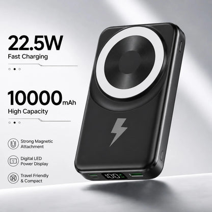 10000mAh Magnetic Power Bank With Built-In Dual Charging Cables, Foldable Kickstand 15W Wireless Charging 22.5W Fast Charging, Travel Essentials Camping Gear Back To School College Essentials Supplies