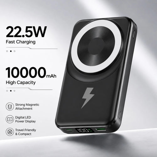 10000mAh Magnetic Power Bank With Built-In Dual Charging Cables, Foldable Kickstand 15W Wireless Charging 22.5W Fast Charging, Travel Essentials Camping Gear Back To School College Essentials Supplies