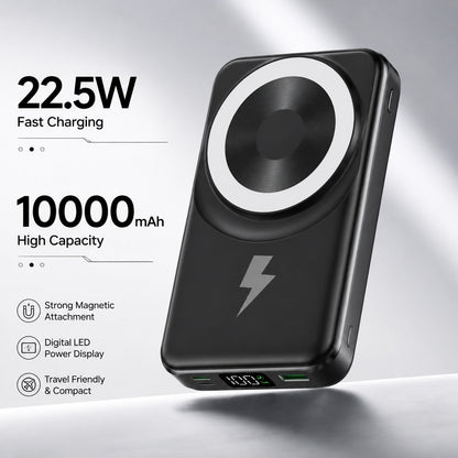 10000mAh Magnetic Power Bank With Built-In Dual Charging Cables, Foldable Kickstand 15W Wireless Charging 22.5W Fast Charging, Travel Essentials Camping Gear Back To School College Essentials Supplies
