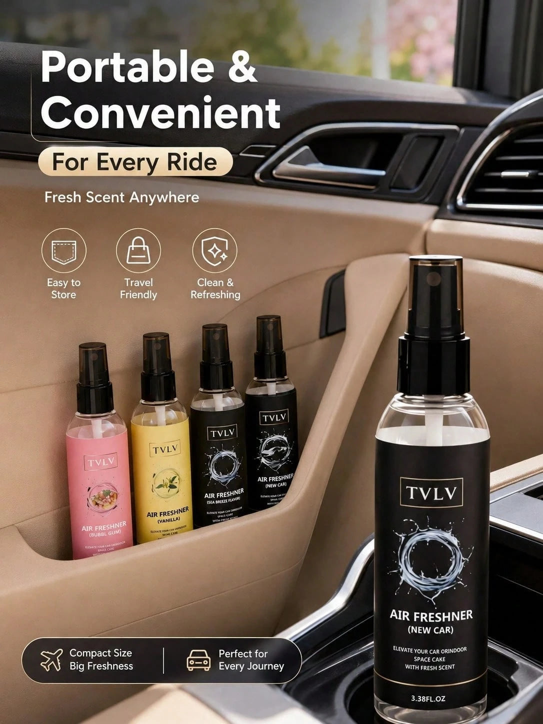 100ml Jasmine Sea Breeze Air Freshener Spray, Long-Lasting Alcohol-Free Deodorizer, Cute Women's Car Decor, Suitable For Car Interior, Home Bedroom, Bathroom, Office Decoration Spray, 2-In-1 Body And