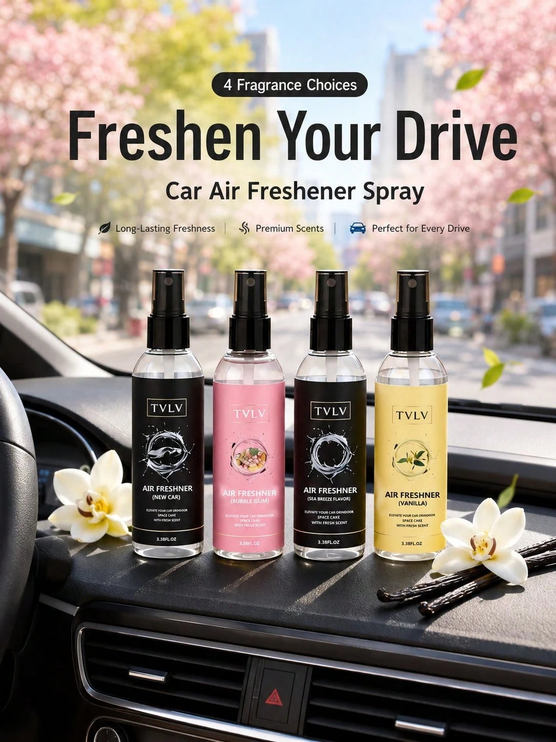 100ml Jasmine Sea Breeze Air Freshener Spray, Long-Lasting Alcohol-Free Deodorizer, Cute Women's Car Decor, Suitable For Car Interior, Home Bedroom, Bathroom, Office Decoration Spray, 2-In-1 Body And