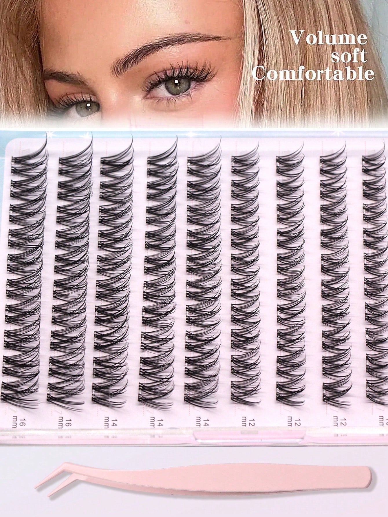 100pcs Pre-Glued Natural False Eyelashes, 10-16mm Mixed, DIY Eyelash Extension Kit With Tweezers, Self-Adhesive, Delicate & Fluffy, Create Natural Makeup Look, Criss-Cross Lashes, Transparent Thin Las