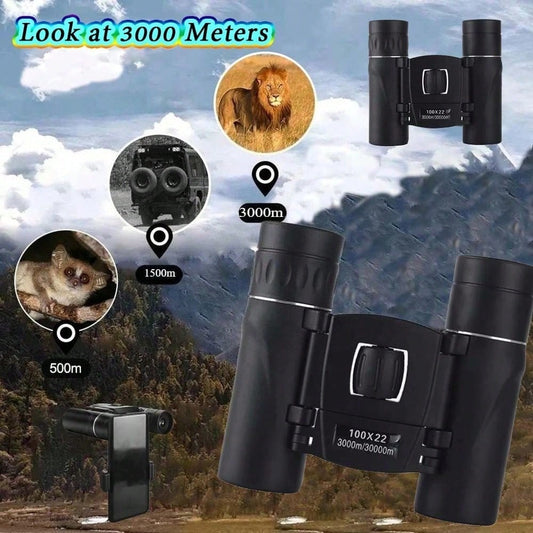 100x22 Mini Portable Hd Binoculars 30000m Long Range Folding Bak4 Fmc Optics For Hunting Sports Outdoor Camping Travel