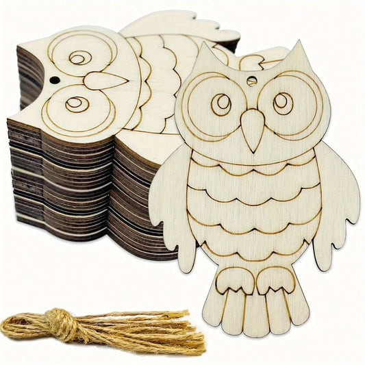 10pcs/20pcs Wooden Owl Shaped Wooden Crafts, Suitable For DIY Painting And Doodle Handmade Crafts, Wooden Hanging Decor, Suitable For Holiday, Wedding, Home Party And Birthday Decoration