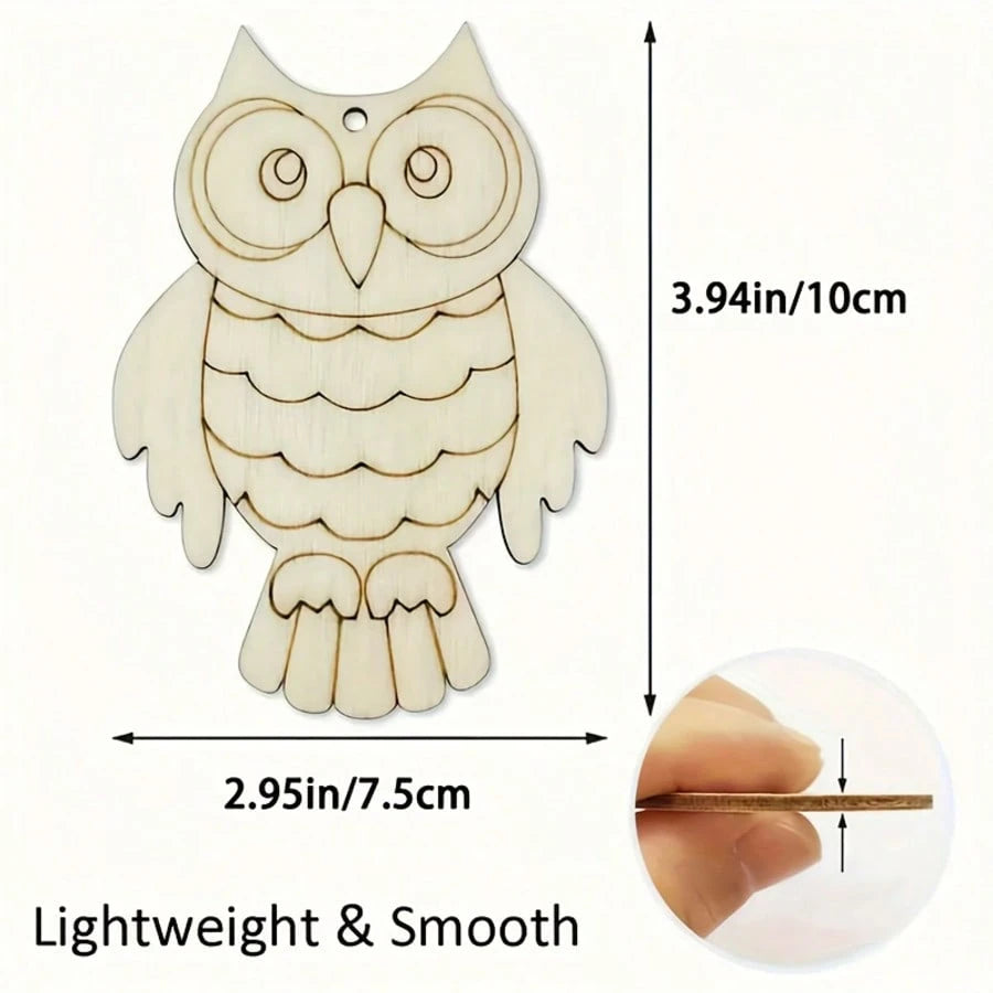 10pcs/20pcs Wooden Owl Shaped Wooden Crafts, Suitable For DIY Painting And Doodle Handmade Crafts, Wooden Hanging Decor, Suitable For Holiday, Wedding, Home Party And Birthday Decoration