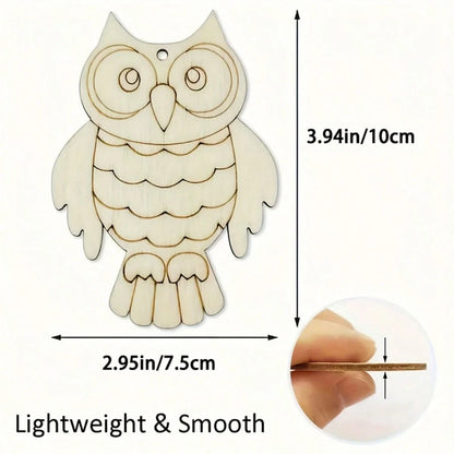 10pcs/20pcs Wooden Owl Shaped Wooden Crafts, Suitable For DIY Painting And Doodle Handmade Crafts, Wooden Hanging Decor, Suitable For Holiday, Wedding, Home Party And Birthday Decoration