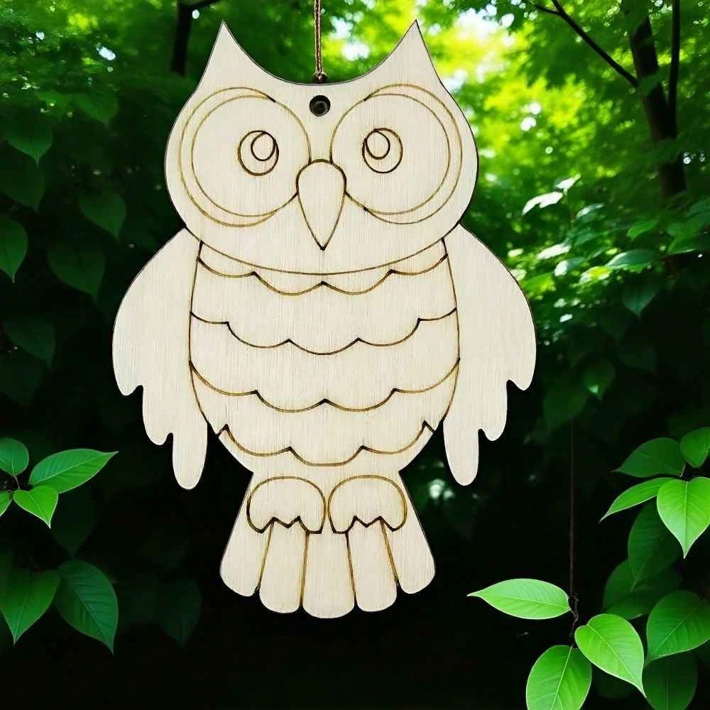 10pcs/20pcs Wooden Owl Shaped Wooden Crafts, Suitable For DIY Painting And Doodle Handmade Crafts, Wooden Hanging Decor, Suitable For Holiday, Wedding, Home Party And Birthday Decoration