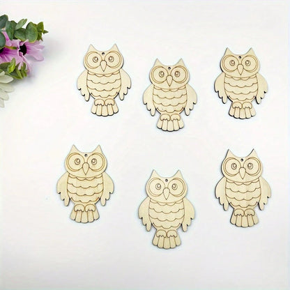 10pcs/20pcs Wooden Owl Shaped Wooden Crafts, Suitable For DIY Painting And Doodle Handmade Crafts, Wooden Hanging Decor, Suitable For Holiday, Wedding, Home Party And Birthday Decoration